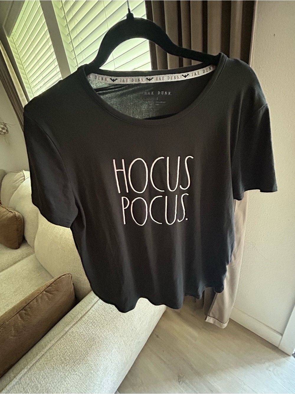 Rae Dunn Black Tee with Pink "HOCUS POCUS" Graphic